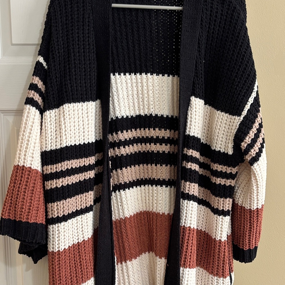 Striped Black and Brown Women's Sweater - Picture 3 of 3